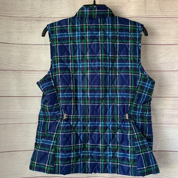Croft & Borrow Navy Blue and Green Plaid Quilted Vest Full Zip Size L - Picture 5 of 16